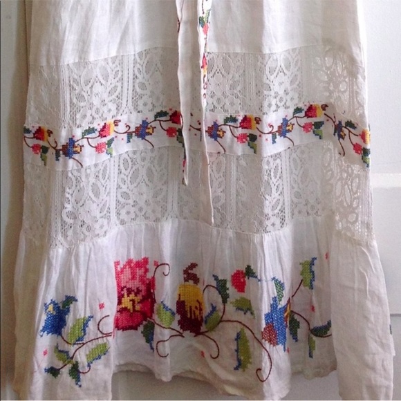 Farm Rio Embroidered Linen Dress New M - Picture 7 of 9